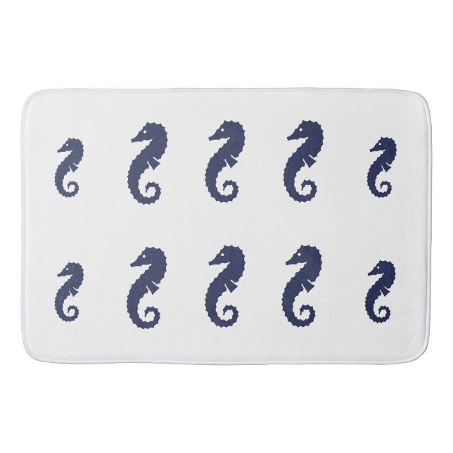 Bath Mat - Sea Horses (Navy Blue) Badematte (Vorderseite)
