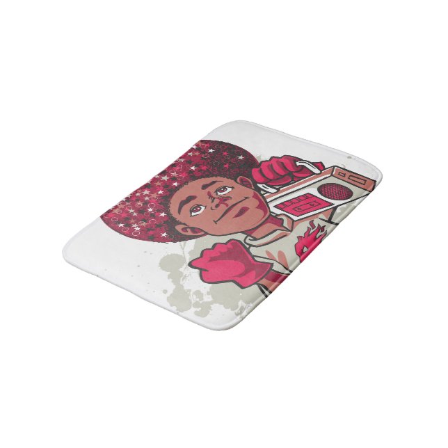 Bath Mat – YOUTH Power Afro & Boombox Urban Design Badematte (Schrägansicht)