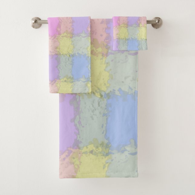 Bath Set Multicolor Pastell Kariert (Insitu)