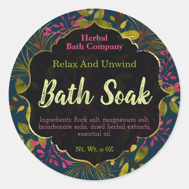 Bath Soak Labels Runder Aufkleber (Vorderseite)