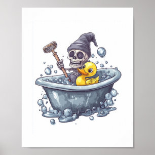 Bath Time Bones - Niedlicher Funny Skull in der Tu Poster