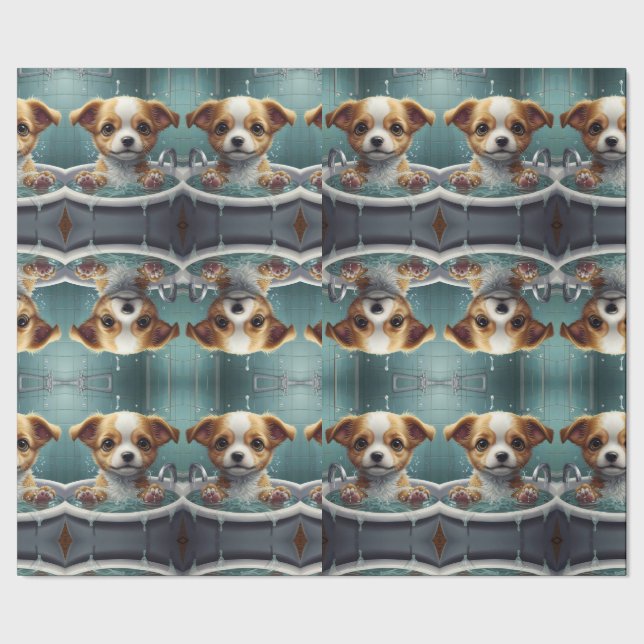 Bath-time Buddies Tiere in einem Bad Geschenkpapier (Saum)