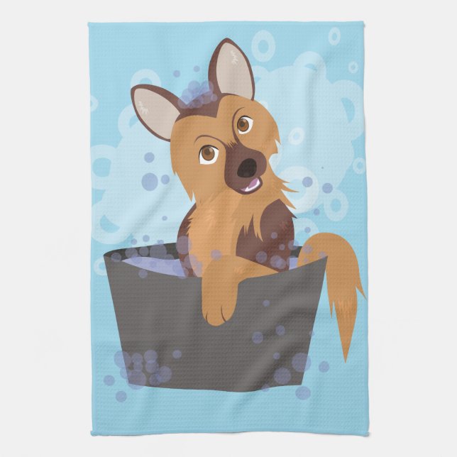 Bath Time Puppy Küchentuch (Vertikal)