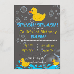 Bath Time Rubber Ducky Birthday Invitation