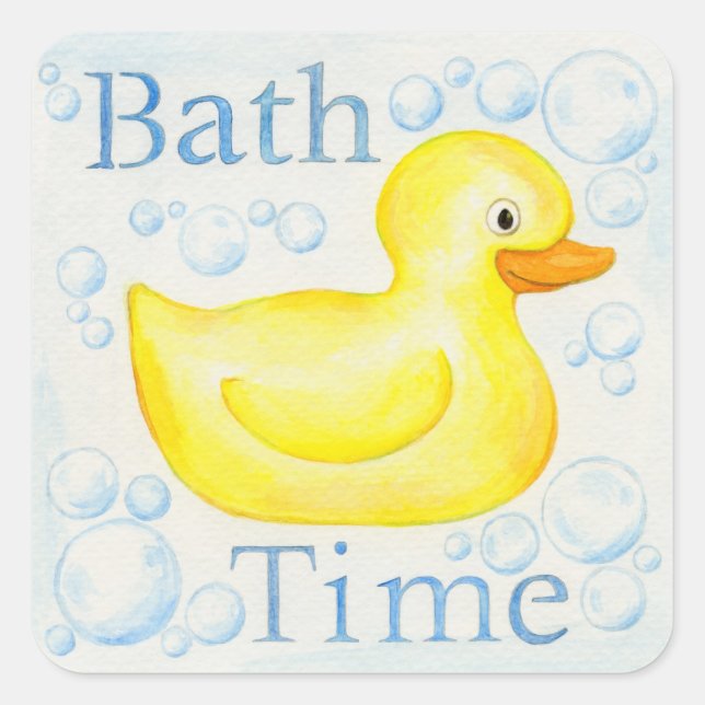 Bath Time Rubber Kleber Quadratischer Aufkleber (Vorderseite)
