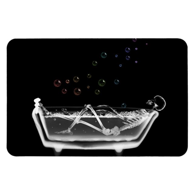 Bath Tub X-Ray Skelett - Regenbogenblasen Magnet (Horizontal)