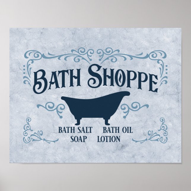 Bathe, Baath Time, Wellness-Center 14" x 11"in Bla Poster (Vorne)