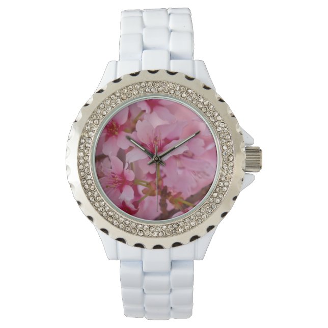 Bathed in rosa japanischen Kirschblüten Armbanduhr (Vorderseite)