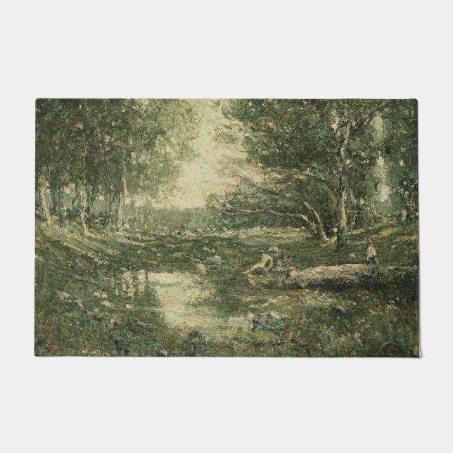 Bathers in Grünwaldlandschaft (Vintage Kunst) Fußmatte (Vorderseite)