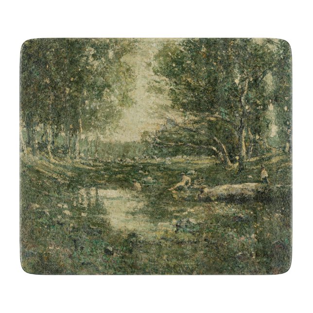 Bathers in Grünwaldlandschaft (Vintage Kunst) Schneidebrett (Vorderseite)