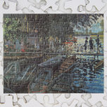 Bathers in La Grenouillère von Claude Monet<br><div class="desc">Das Bathers at La Grenouillère (1869) von Claude Monet ist ein Vintages impressionistisches Kunstgemälde mit einem beliebten Boot- und Badebetrieb und einem schwimmenden Café an der Seine bei Bougival im Westen von Paris. Im Sommer 1869 lebte Monet bei La Grenouillère mit Camille und ihrem Sohn. Über den Künstler: Claude Monet...</div>