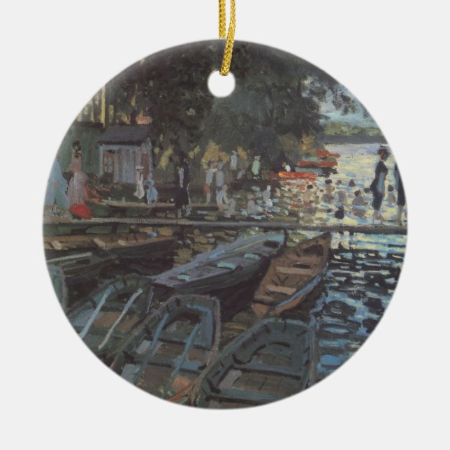 Bathers in La Grenouillère von Claude Monet Keramik Ornament (Vorne)