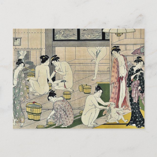 Bathhouse Women diptych by Torii, Kiyonaga Ukiyo-e Postkarte (Vorderseite)