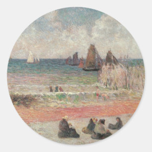 Bathing in Dieppe von Paul Gauguin Runder Aufkleber