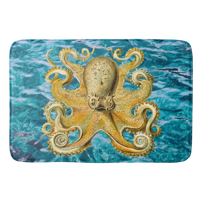 Bathmat Retro Gold Octopus Wasser Badematte (Vorderseite)
