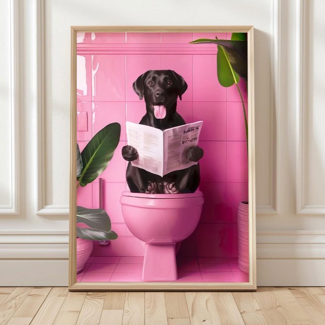 Bathroom Black Labrador Print Funny Posters Dog on (Créateur téléchargé)