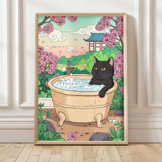 Bathroom Cat in Bathtub Wall Art, Funny Poster (Créateur téléchargé)