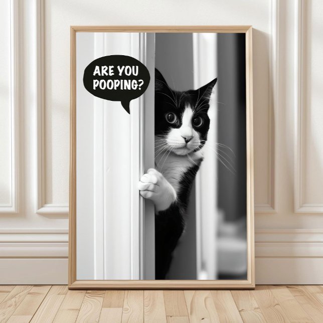 Bathroom Cat Poster, Are you Pooping Poster Funny  (Créateur téléchargé)