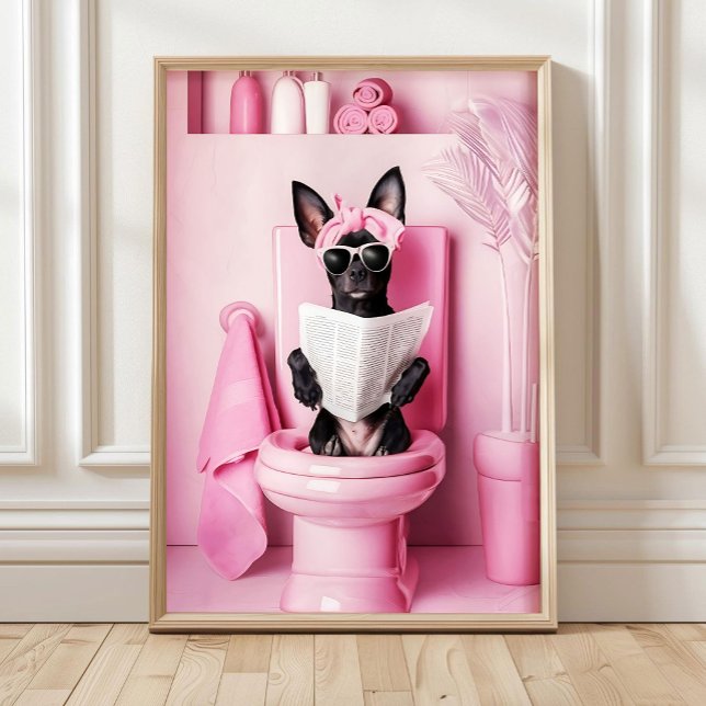 Bathroom Mini Pinscher Print Funny Poster Funny Ba (Créateur téléchargé)