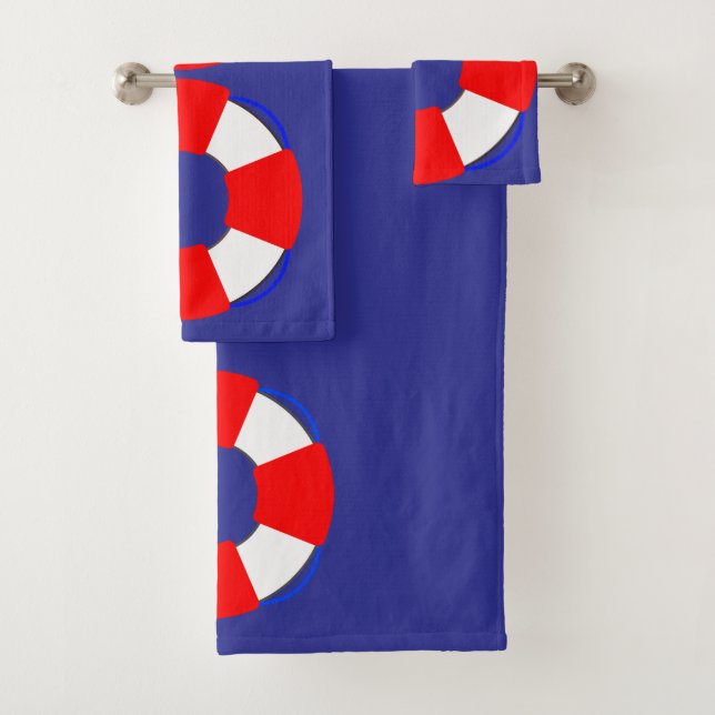 Bathroom Towel Set with Nautical Design (En situation)