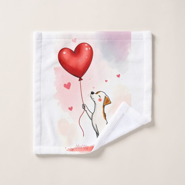 Bathroom Towel Sets Valentine's Day Dog Red Heart (Gant de toilette)