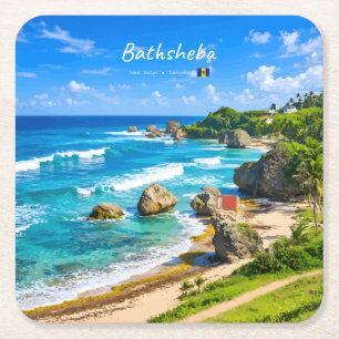 Bathsheba, Barbados - Tropische Küstenlandschaft Rechteckiger Pappuntersetzer