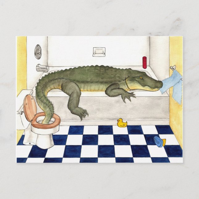 Bathtub Alligator Postkarte (Vorderseite)
