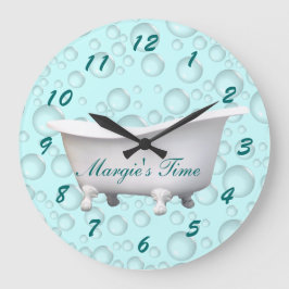 Bathtub & Bubbles Clock- customize & personalize Große Wanduhr