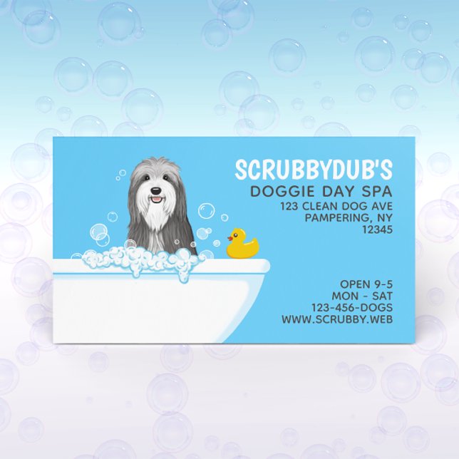 Bathtub Dog | Pet Grooming | Bearded Collie Busine Visitenkarte (Von Creator hochgeladen)