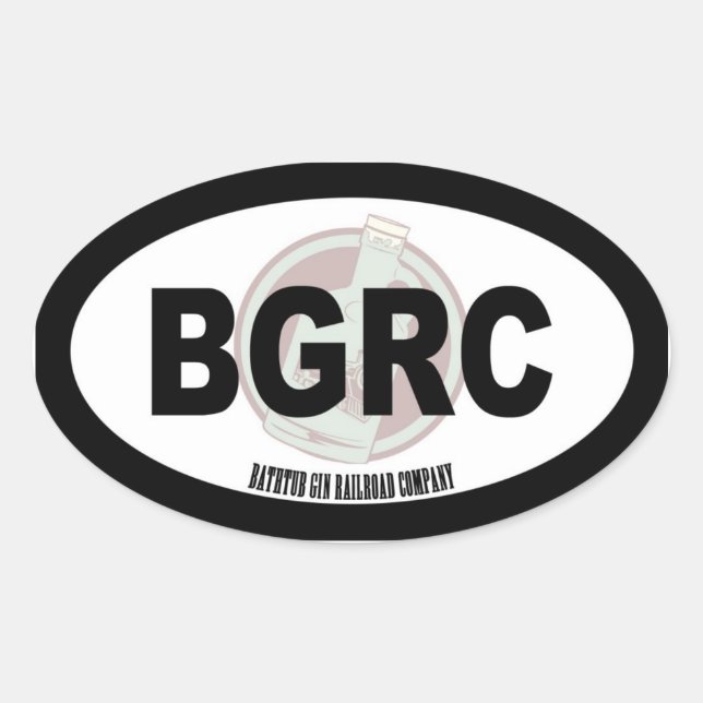 Bathtub Gin Railroad Company Oval Text und Logo Ovaler Aufkleber (Vorderseite)