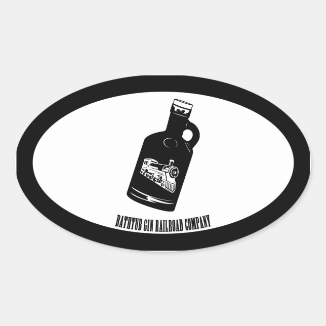 Bathtub Gin Railway Company Oval Flasche 2 Ovaler Aufkleber (Vorderseite)