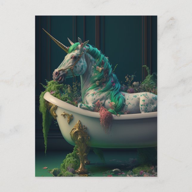 Bathtub Unicorn Postkarte (Vorderseite)