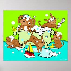Bathtub Welpenposter 5 Poster