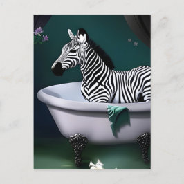 Bathtub Zebra Postcard Postkarte