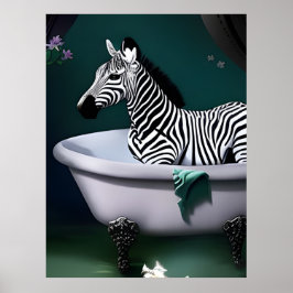 Bathtub Zebra Poster