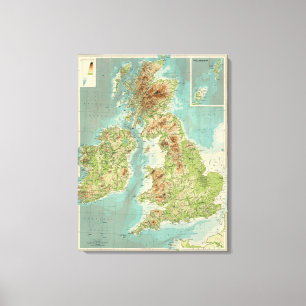 Bathyorographical Karte der britischen Inseln Leinwanddruck