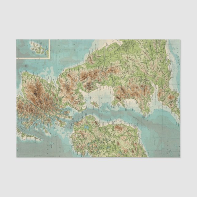 Bathyorographical Karte der britischen Inseln Seidenpapier (Vorderseite)