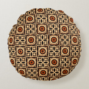 Batik abstrakt, nahtlos textiles Muster. Rundes Kissen