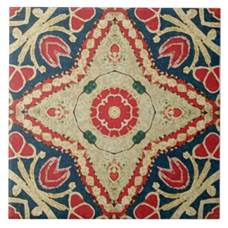 Batik-ähnliche Fliesen, Blumenmuster, Rot, blaue Fliese