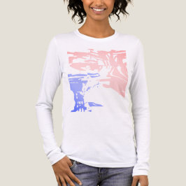 Batik-ähnliche zeitgenössische rosa hellblau tropi Tri-Blend shirt