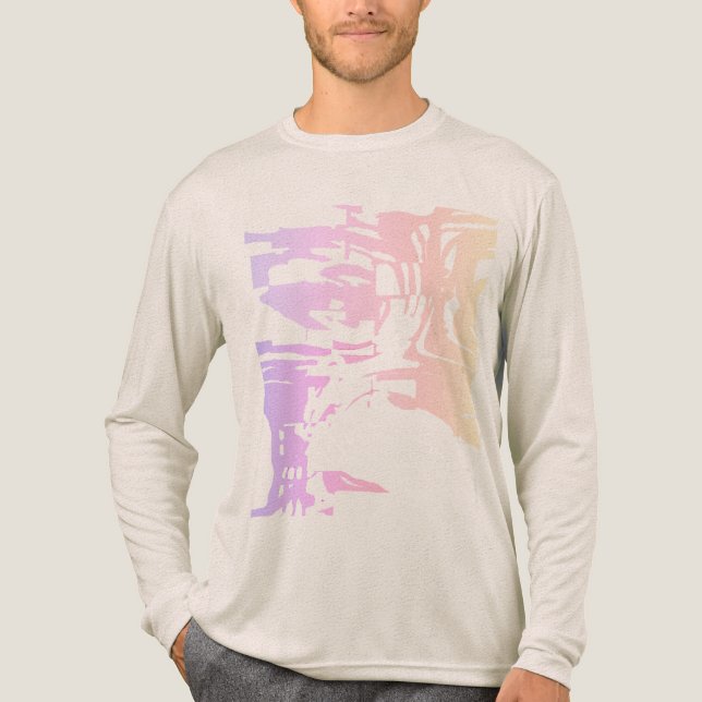 Batik-ähnliche zeitgenössische rosa Koralle Lilac  Tri-Blend Shirt (Vorderseite)