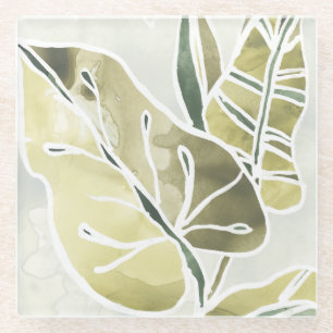Batik-Blätter Glasuntersetzer