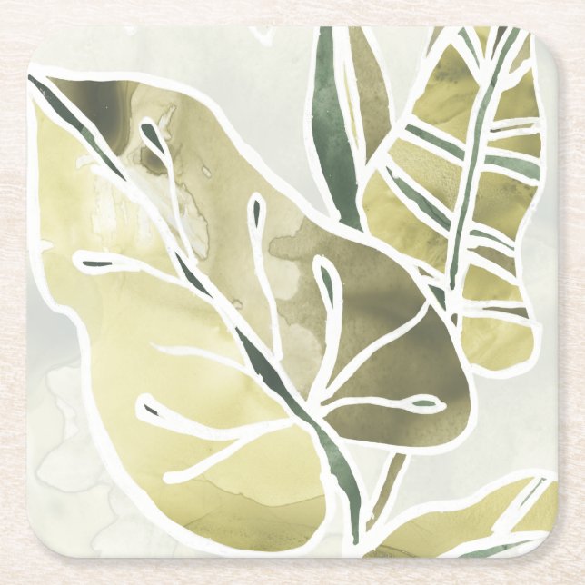 Batik-Blätter Rechteckiger Pappuntersetzer (Vorderseite)