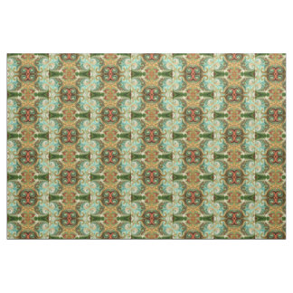 Batik Blumengrün, rot und gelb Stoff