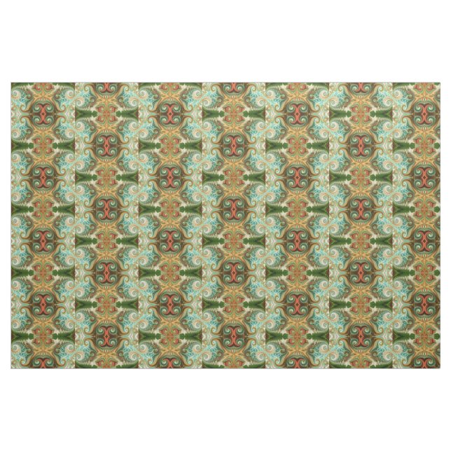 Batik Blumengrün, rot und gelb Stoff (Fat Quarter (45,7 x 55,9 cm))