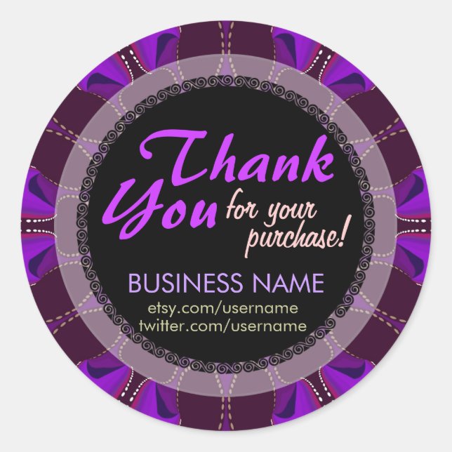 Batik Business Vielen Dank Lila Sticker (Vorderseite)