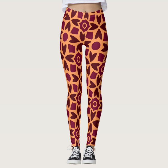 Batik Cream Chocolate Minimal Muster Leggings (Vorderseite)