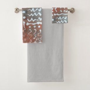 Batik Dye Blue Gray Circle Boho Badetücher Set