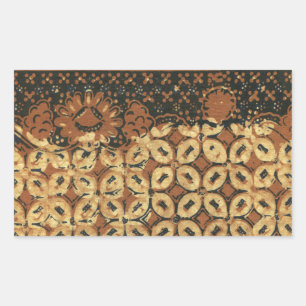 Batik Earthy Coffee Bean Elegant Rustic Rugged Rechteckiger Aufkleber