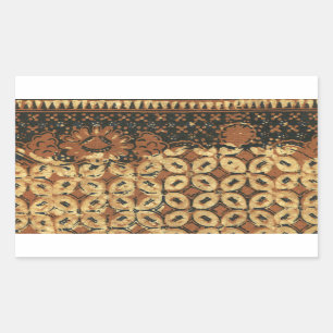 Batik Earthy Coffee Bean Elegant Rustic Rugged Rechteckiger Aufkleber